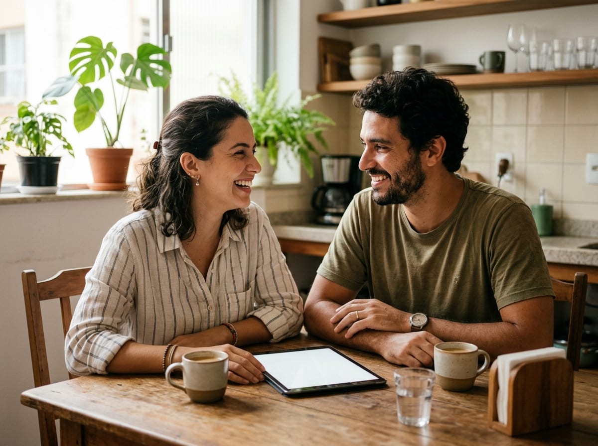 Painel financeiro do casal mostrando receitas e despesas compartilhadas